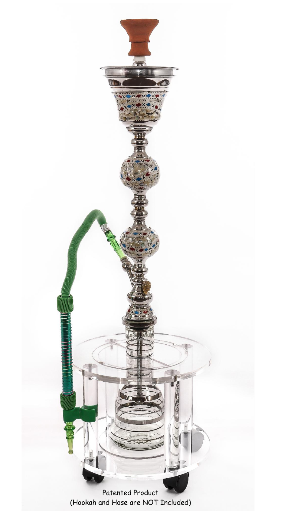 Hookah Stands Turtle, Extra Thick, to Protect Hooka from Falling Over, Clear Acrylic Furniture, Table with Wheels & Brakes, Hookah Accessories for Home and Cafe, Secure Shisha, Stop Burnt Carpets